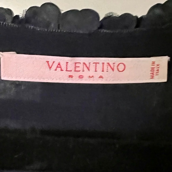 Valentino Black Blouse / Top with leather flowers Sz S - Picture 9 of 9